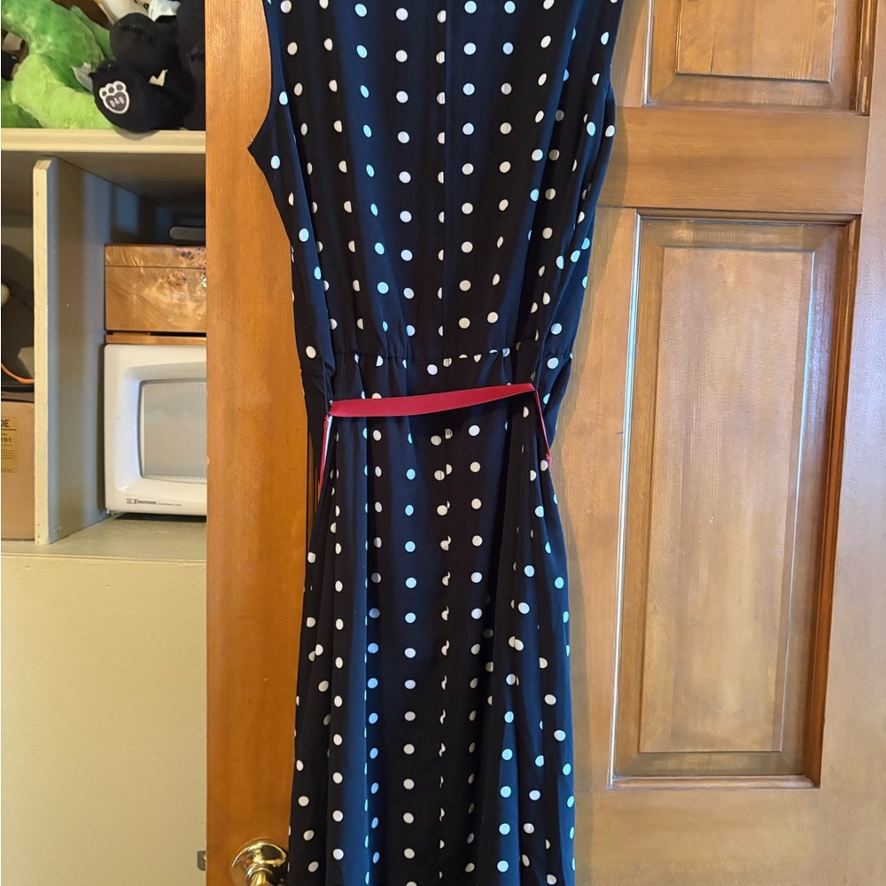 Blair Navy Blue Polka Dot Sleeveless Midi Dress - Picture 2 of 6